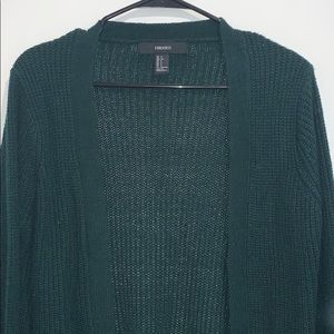 Forever 21 Forest Green Knit Cardigan Oversized